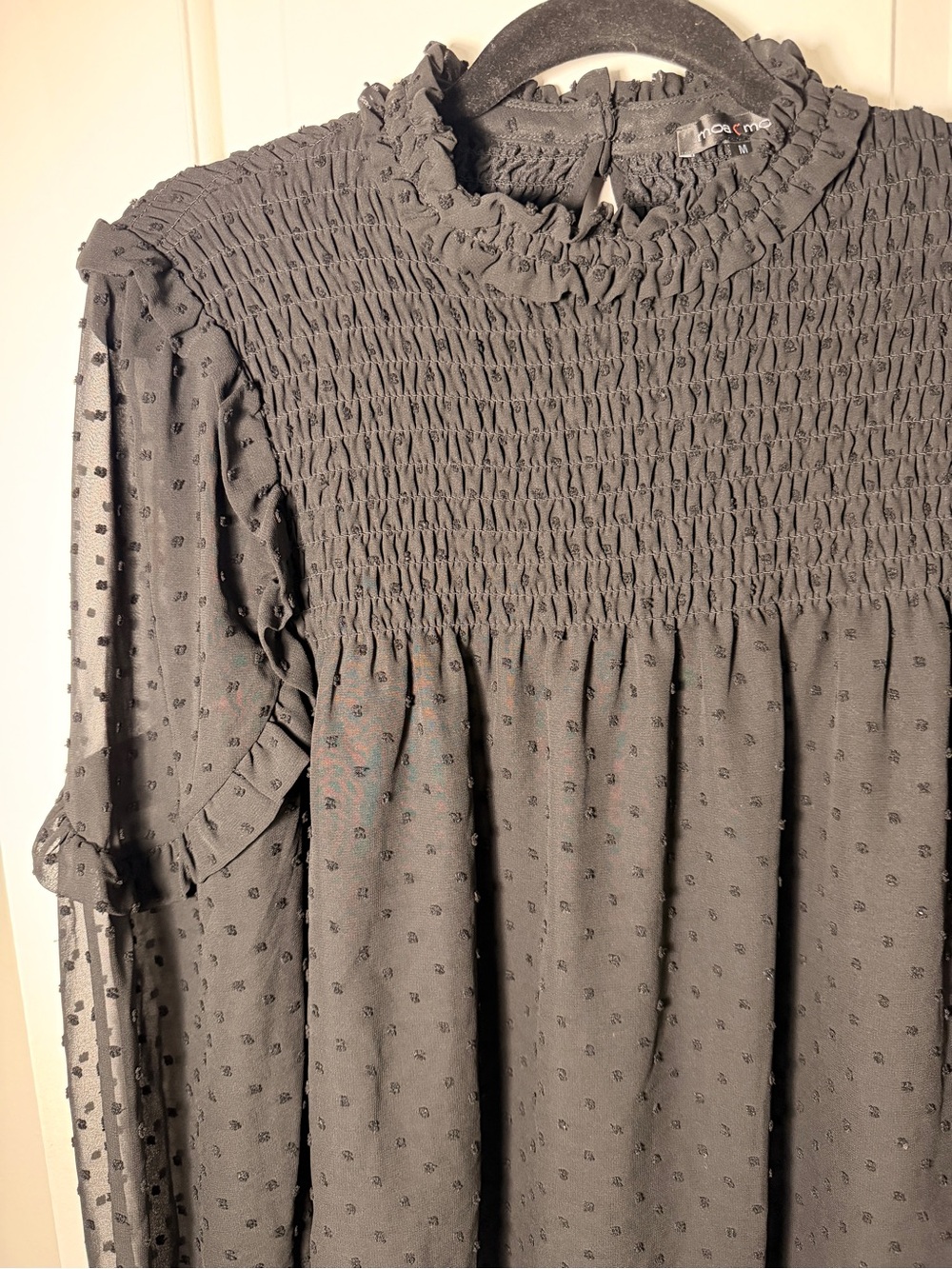 Moa Moa Smocked Swiss Dot Long Sleeve